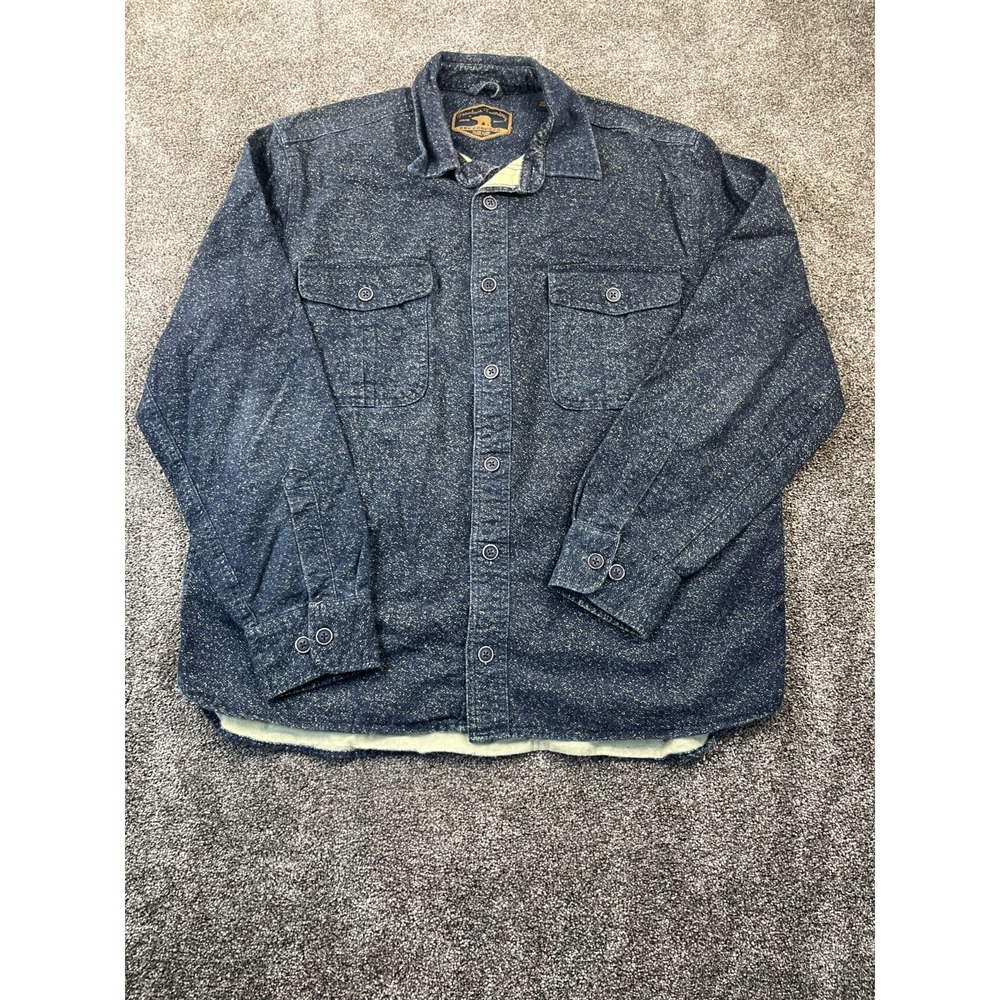 Freedom Foundry Shirt  Men Medium Blue Cotton Denim Button Up Long Sleeve Pocket